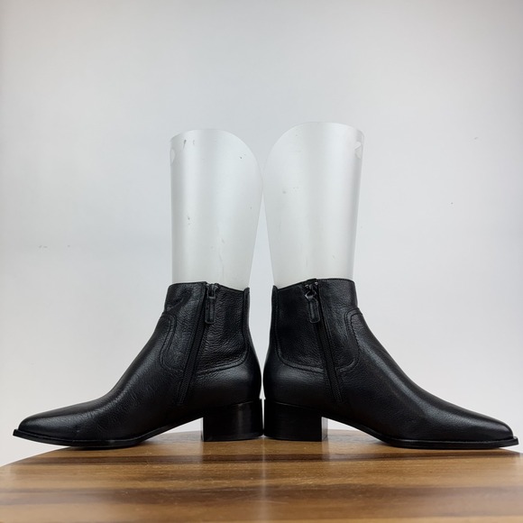 New Womens Cole Haan Naia Black Leather Western Casual Ankle Booties Size 7 B - Picture 5 of 8